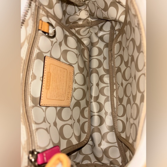 Coach L2K-5078 Canvas Top Handle Bag White & Pink - Picture 10 of 12